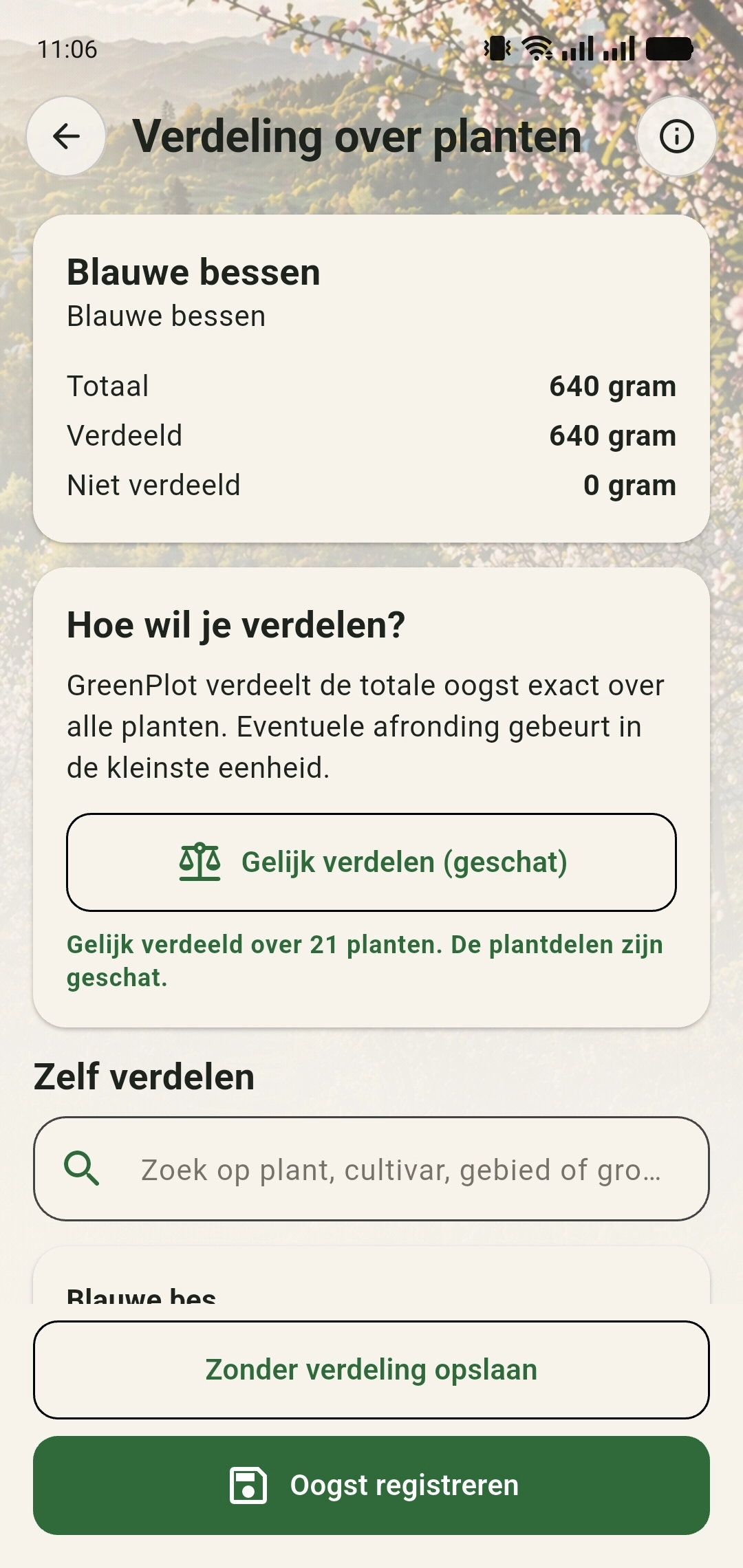 Verdeel een groepsoogst over deelnemende planten