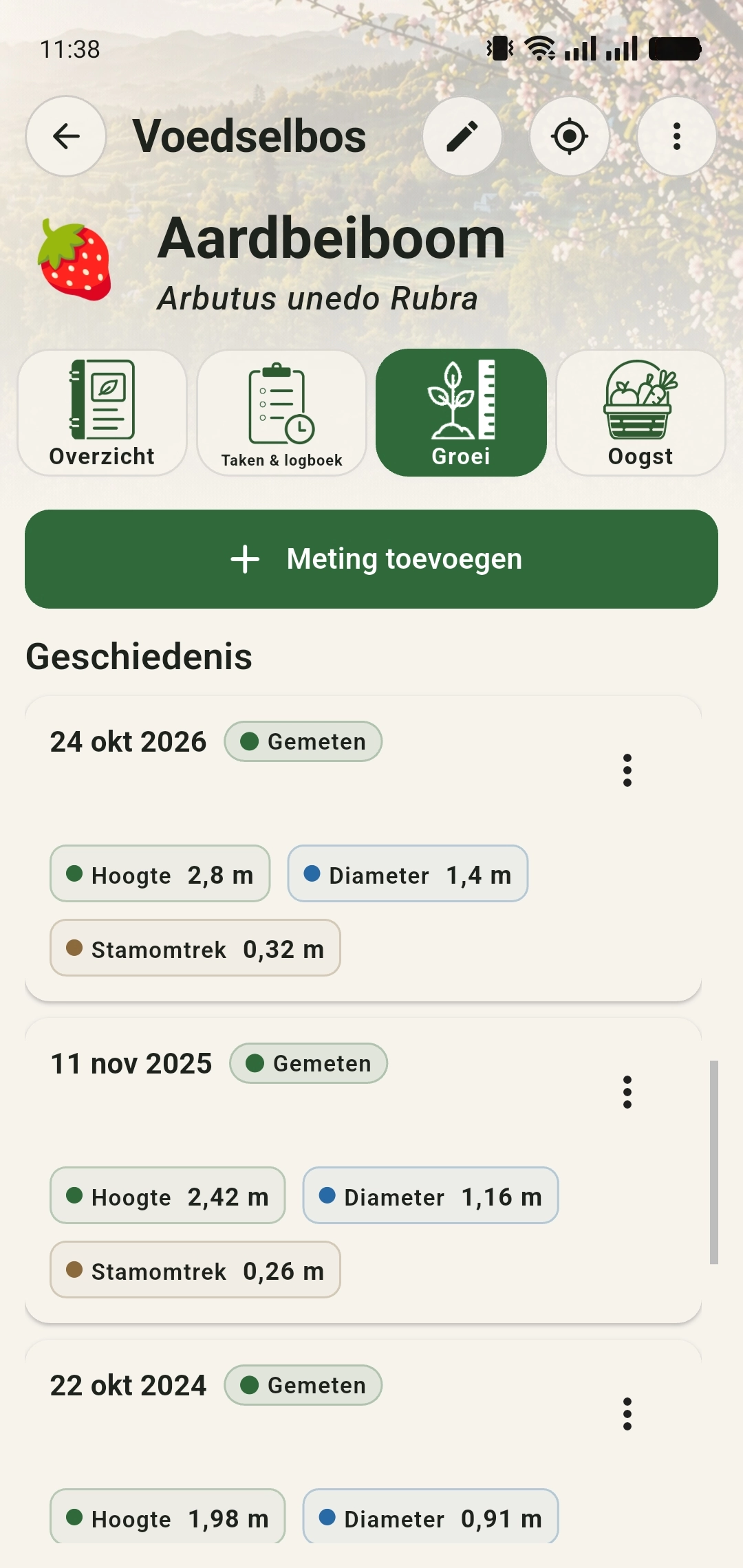 Bekijk eerdere metingen in GreenPlot