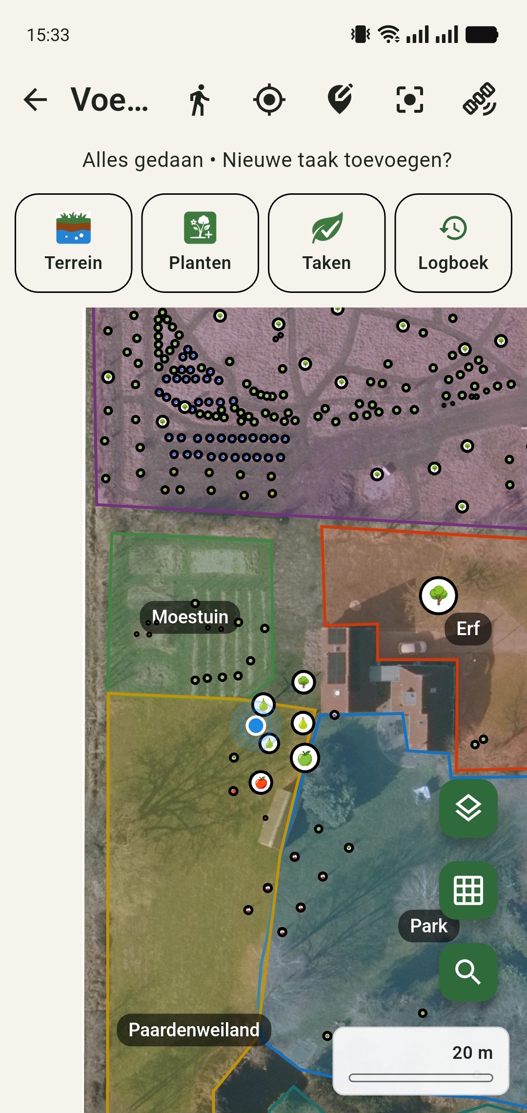 GreenPlot met GPS-locatie in het veld