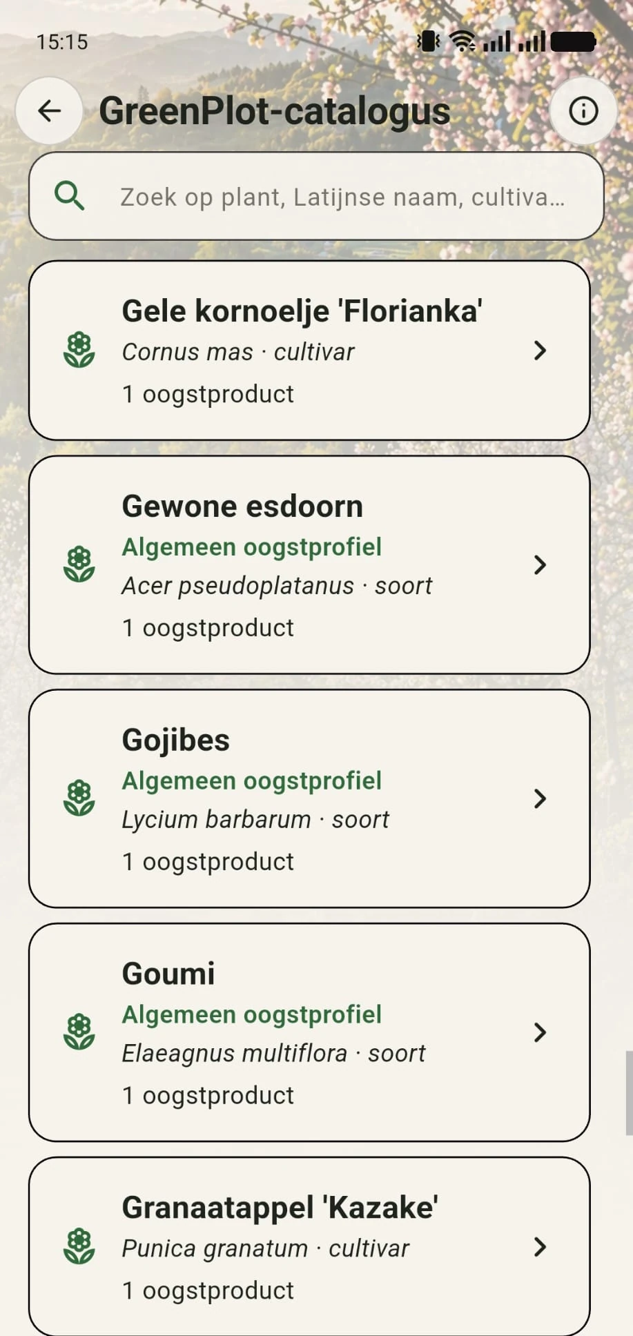 De doorzoekbare GreenPlot-catalogus met planten en rassen