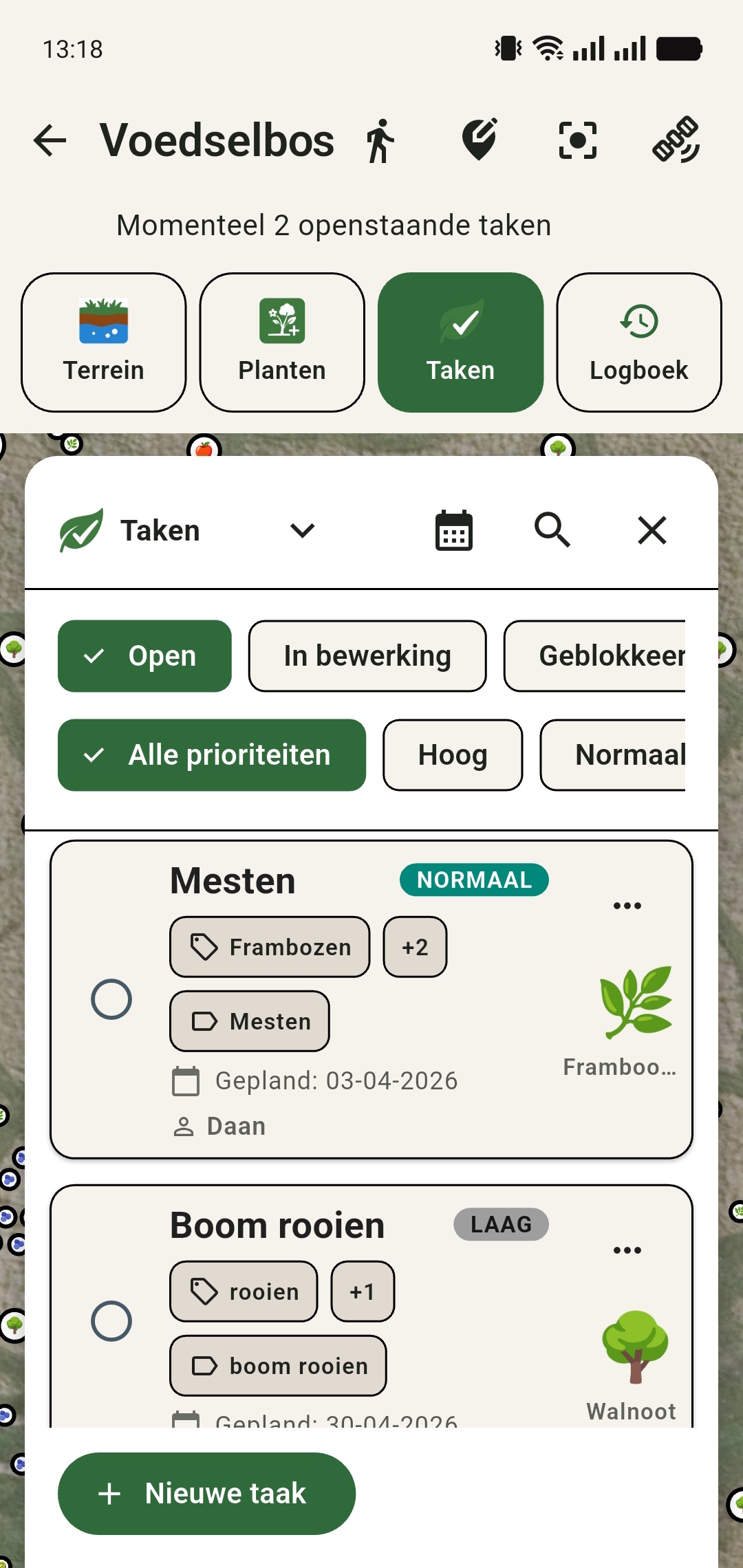 GreenPlot takenoverzicht