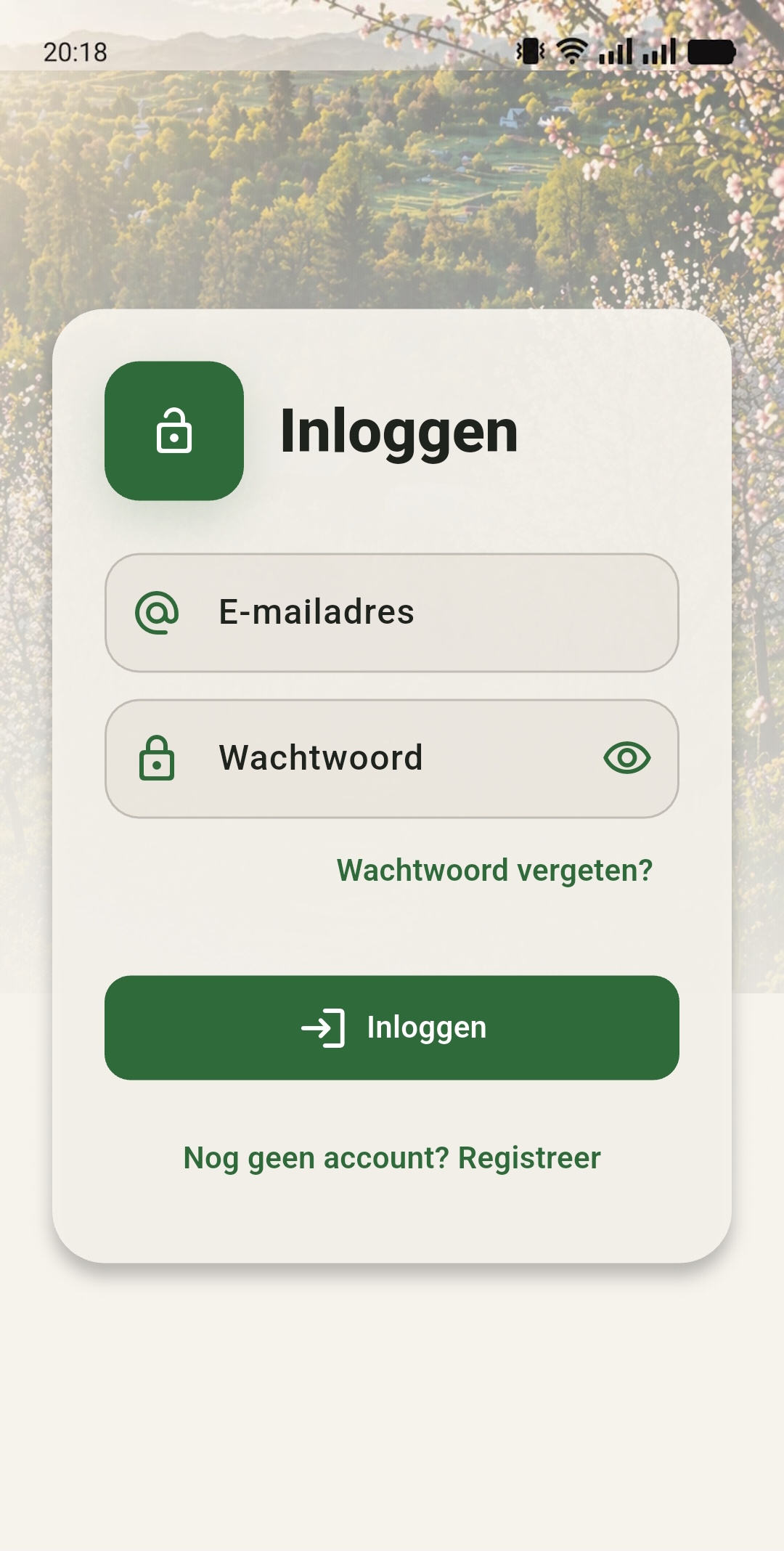 Inlogscherm van GreenPlot voor een bestaand account