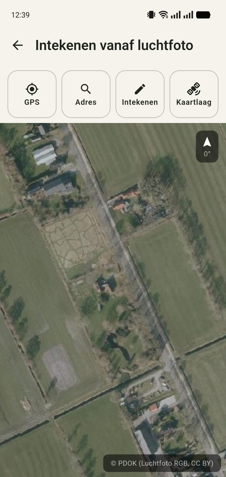 GreenPlot luchtfoto-start met PDOK-luchtfoto en GPS-locatie