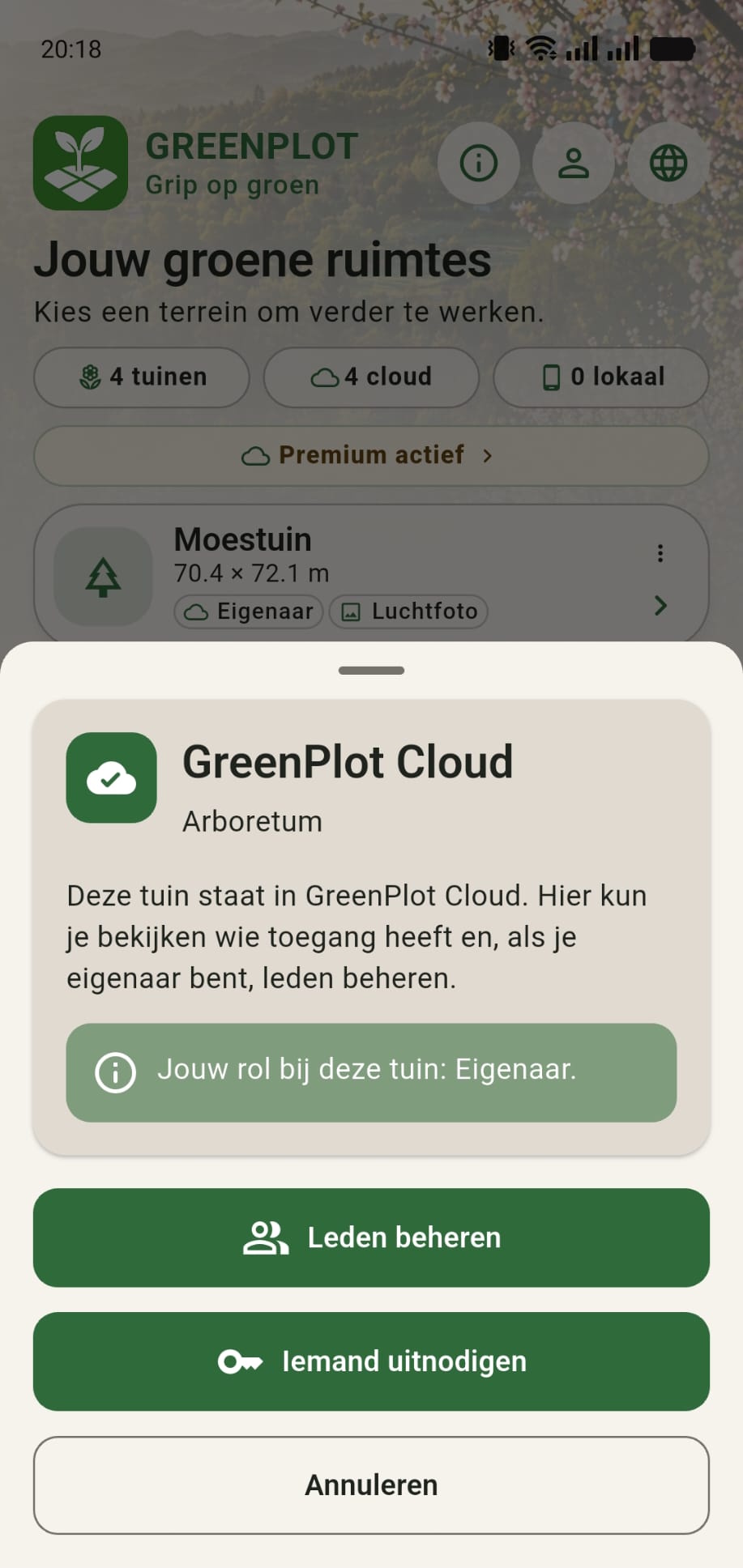 Scherm Leden uitnodigen met de optie om iemand uit te nodigen